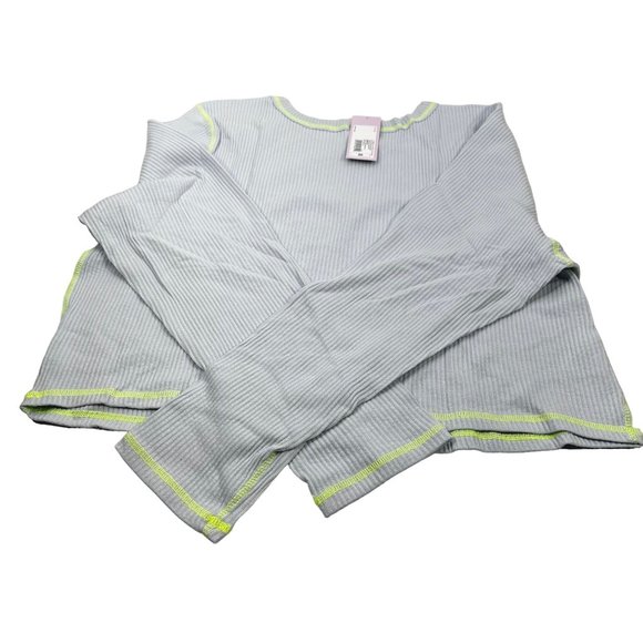 Wild Fable Women's Size 3X Long Sleeve Slim Fit Baby Ribbed Tee Shirt Blue New - Picture 2 of 13